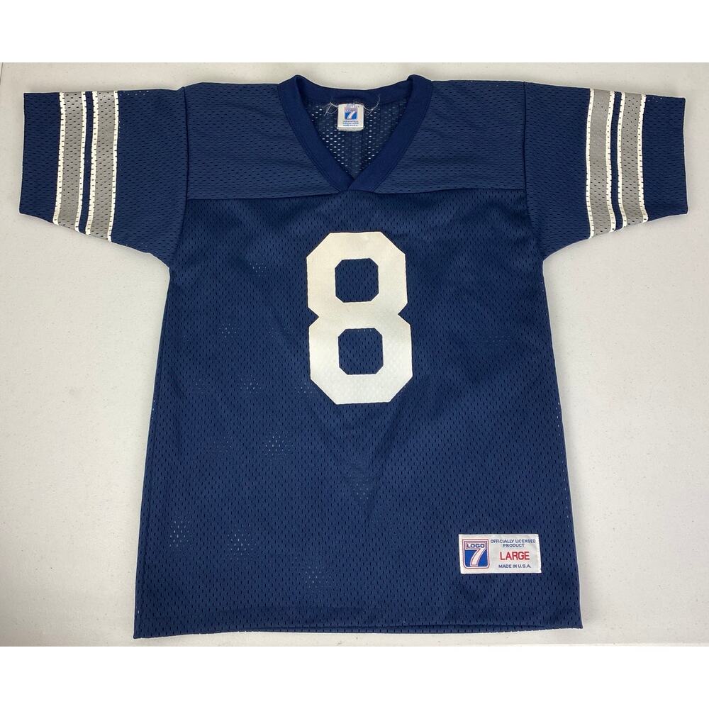 VTG 90s Youth Logo 7 USA Dallas Cowboys Troy Aikman #8 mesh football jersey, L